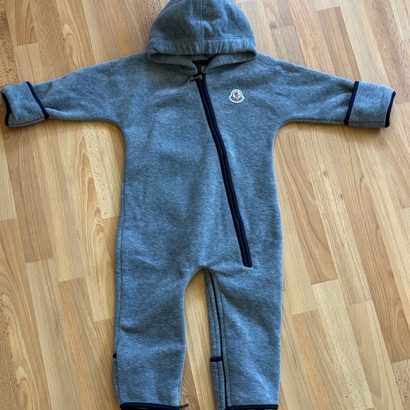 Moncler Gray Hooded Kids Footie - Picture 1 of 10